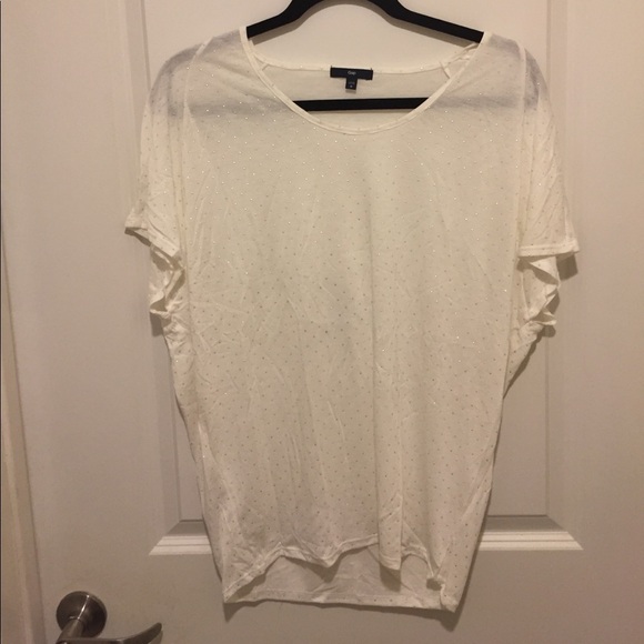 Gap Cream Short Sleeve Studded Lightweight T-Shirt Size Medium New Without Tag - Picture 1 of 5